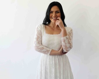 Standesamt Kleid Lange Armel Elegant Damen Vintage Brautkleid 2019