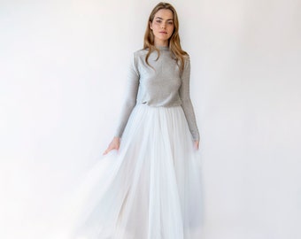 Ivory Tulle Bridal Skirt: Romantic Maxi Style, Vintage Look