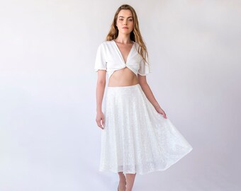 Separates Short Sleeves r Wedding Top Bridal  Skirt #1443