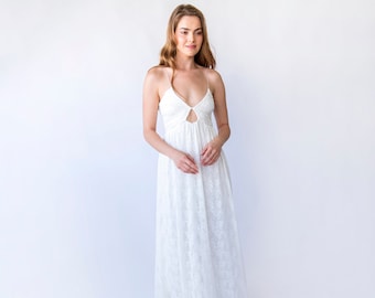 Romantic Ivory Lace Maxi Dress: Boho Wedding Gown
