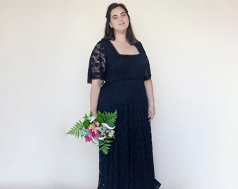 Black lace romantic dress with butterfly sleeves  #1343