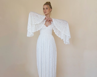 Bohemian Ivory sweetheart wedding dress  with bell sleeves  1362