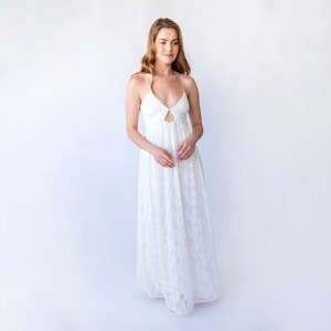 Romantic Ivory Lace Maxi Dress: Boho Wedding Gown