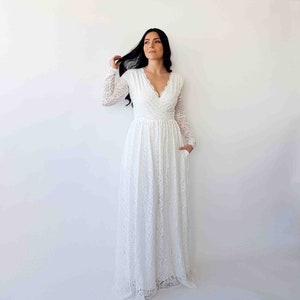 Curvy Ivory wrap wedding dress with pockets #1269