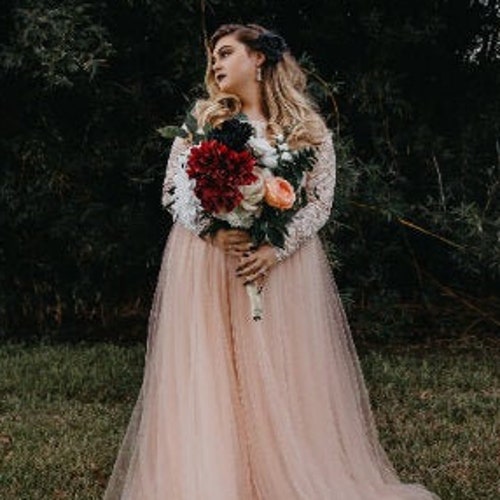 Curvy Blush Wedding Dress 1162 Etsy