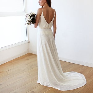 Ivory Floral Lace Bridal Maxi Skirt with train #3026