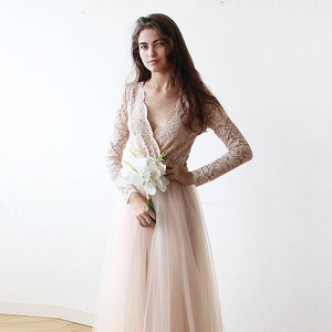 Blush Tulle and Lace dress ,Pastel wedding dress 1125 image 5