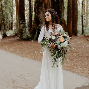 Ivory Off-The-Shoulder Train Dress #1148