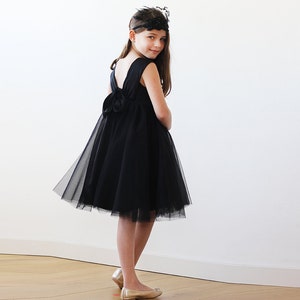 Black Flower Girl Dress: Tulle Bow Party Dress