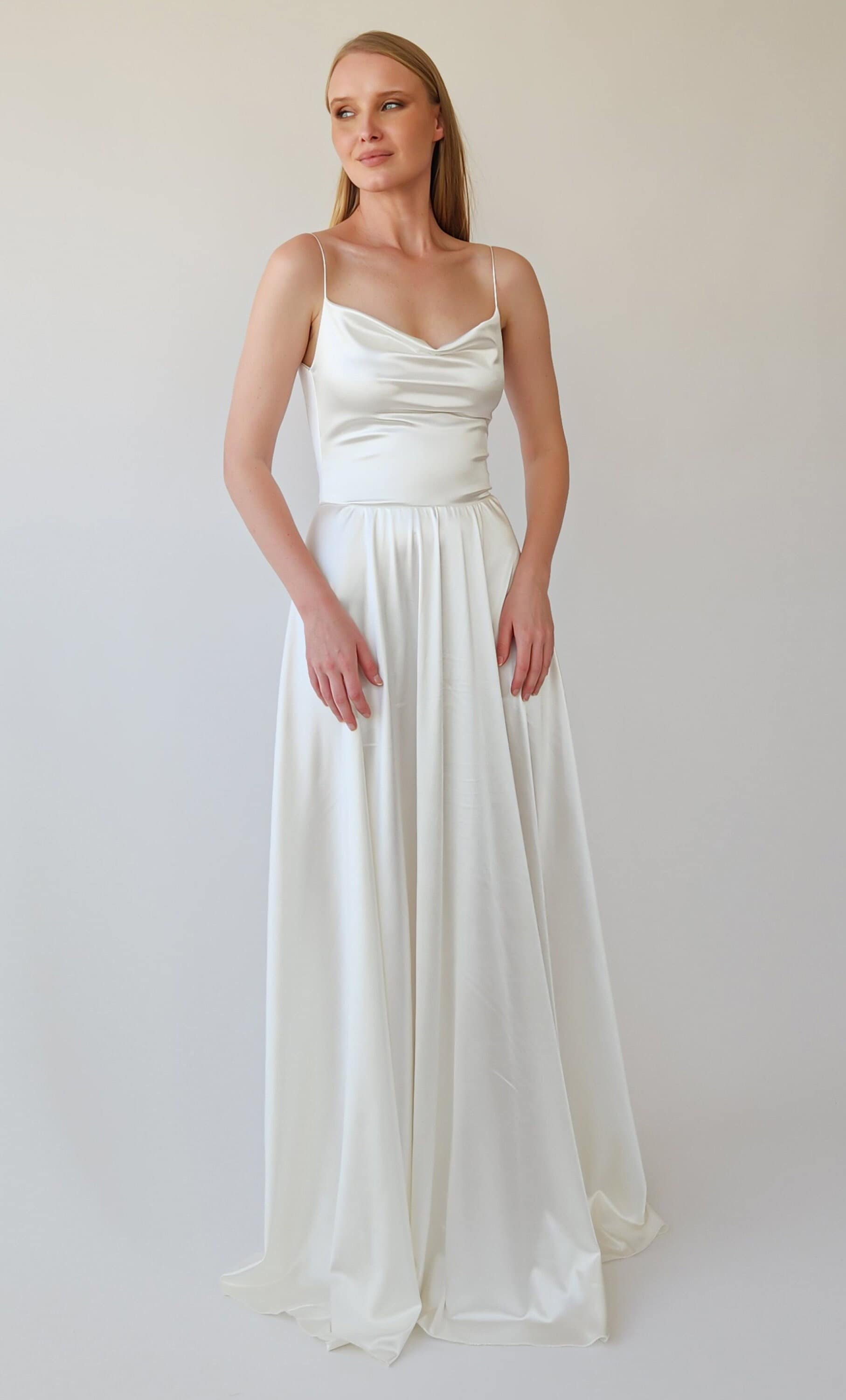 Royalty 1940s Bride Ivory Satin Cowl Neck Wedding Dress: Open Back, Bare  Shoulders Hong Kong