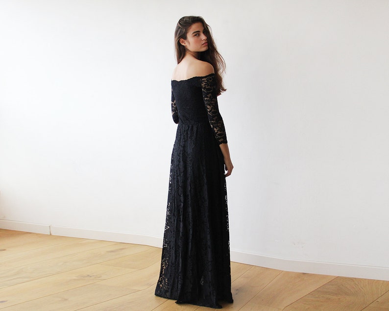 Black Maxi , Off-the-shoulder Maxi Dress, , Floral Lace Dress 1119 image 3