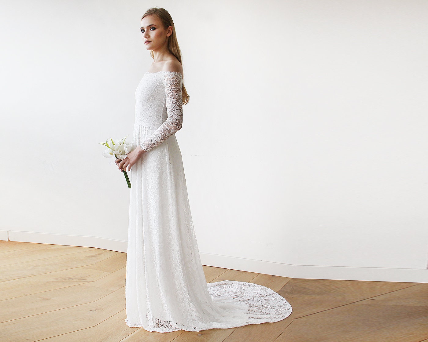Simple Elegant Dresses Bardot Wedding Dress Long Sleeve Grace Loves Lace:  The Coco Loco Wedding Dress