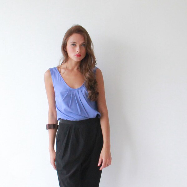 Women , Pleated , Blue shirt