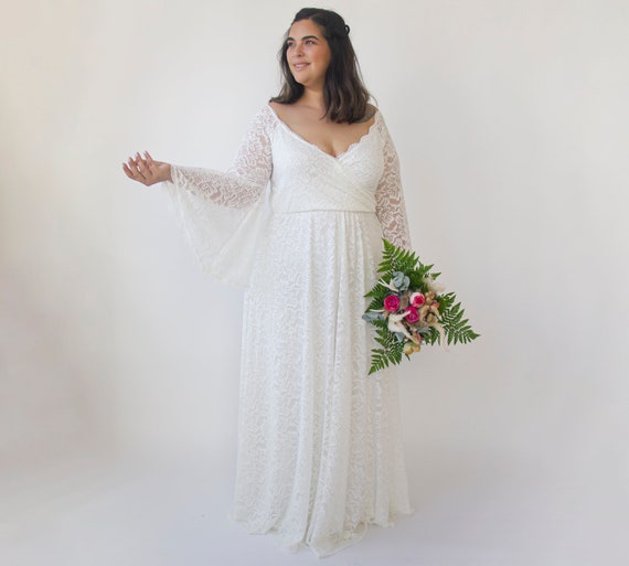 Ivory bell sleeve dress hotsell