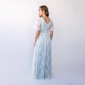 New Collection Light Blue Butterfly sleeves bohemian wedding dress 1428 image 4