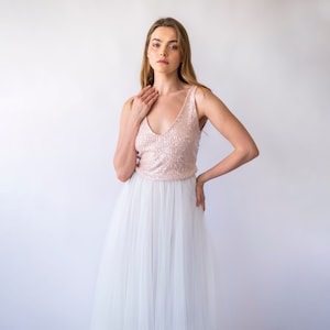 Bridal Set: Blush Pink Sequin Top & Pearly Tulle Skirt