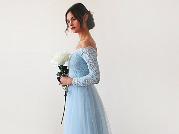 Vestido azul claro de encaje y tul vestido de novia pastel - Etsy México