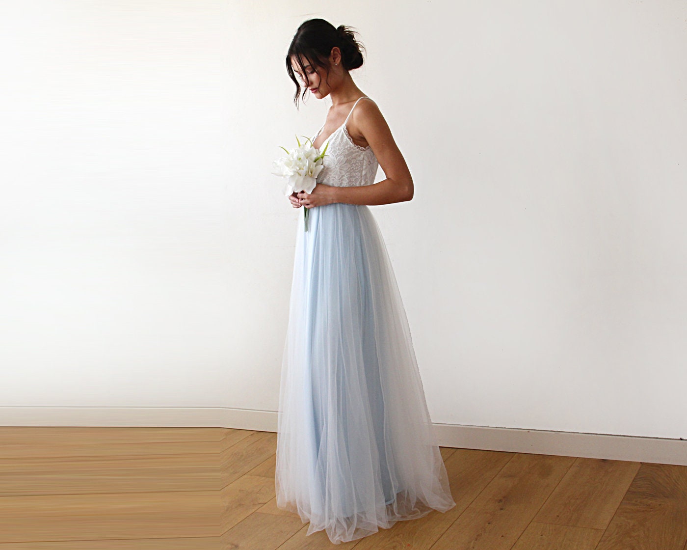 Fairy ivory & light blue tulle dress