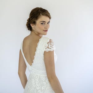 Vintage Lace Wedding Dress: Boho Open Back Bridal Gown
