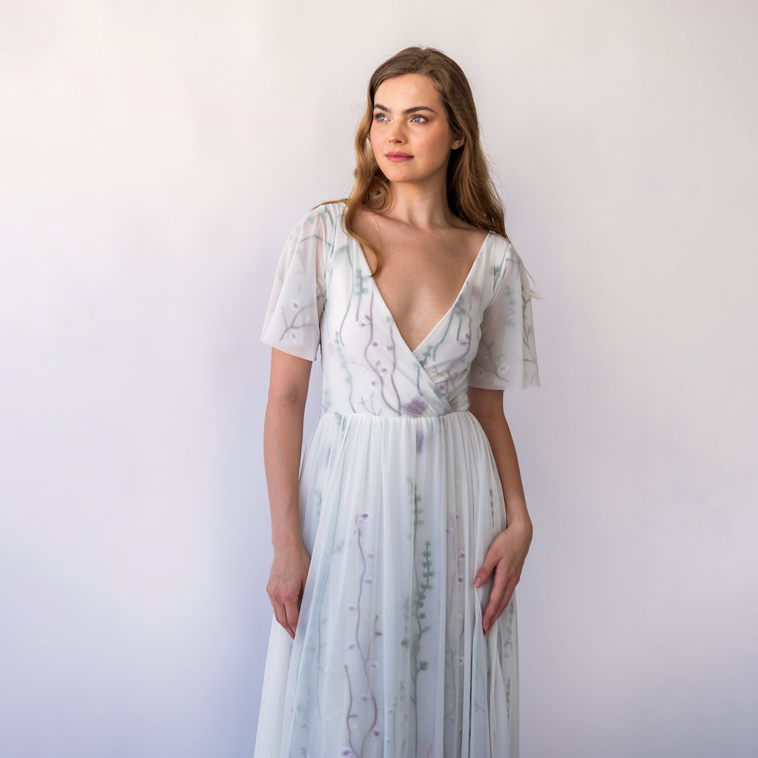 Floral Embroidered Sleeveless Open Back Gown main image 1