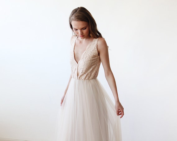 Champagne Lace Wedding Dress