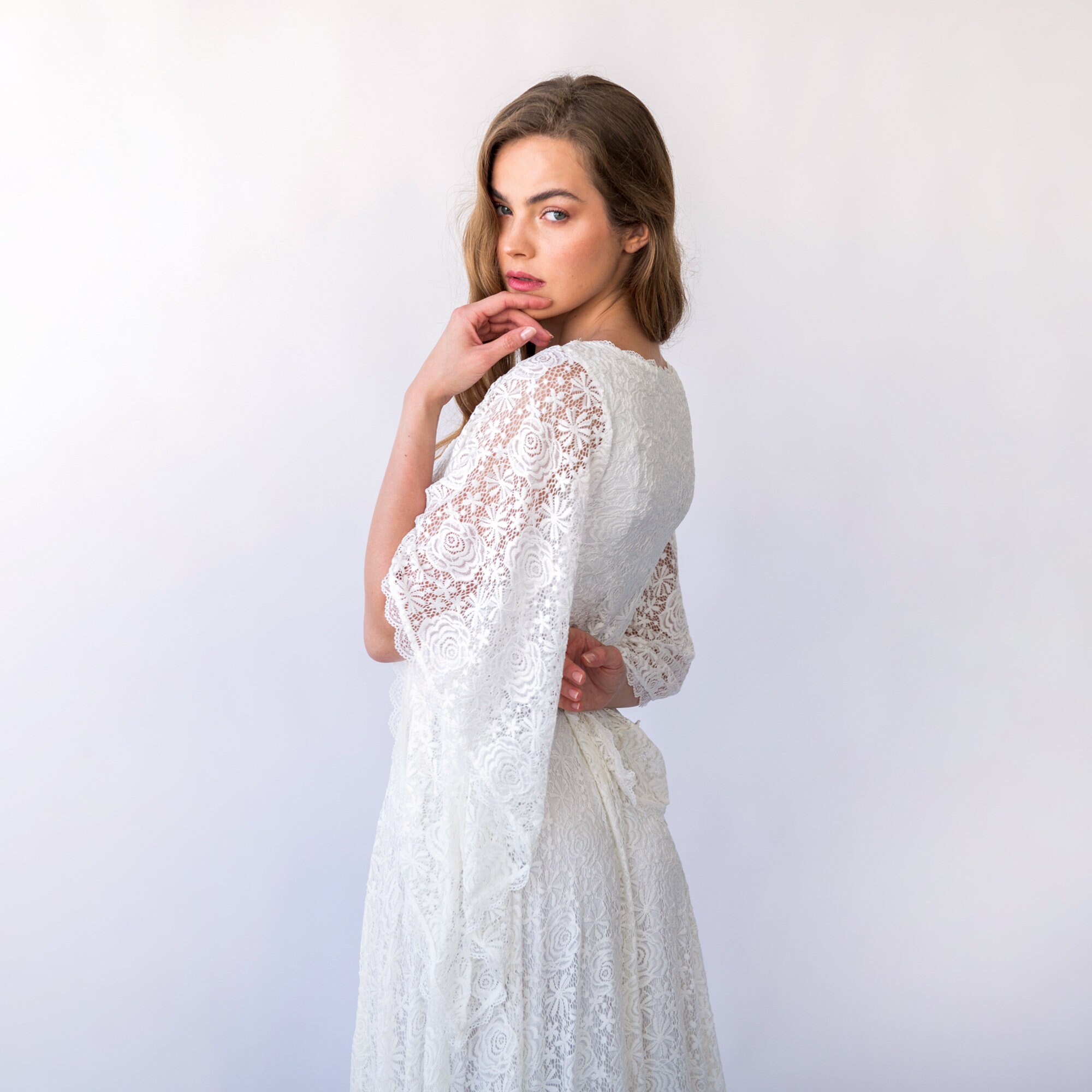 chinese dress ladies Glimmer Embroidered Sequin Lace Angel Sleeve Midaxi Dress main image 1