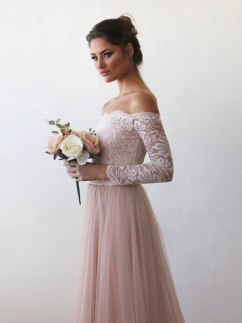 blush bridal shower dress White Floral Light Pink A-line Bridal Shower Dress