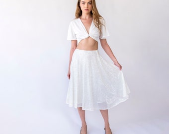 Midi-length Sequins Skirt with a Circle Design, New Eve outfit  #3043