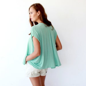 SALE ITEM last in stock , Boxy summer minty top, Mint women blouse, Short sleeves top 2003 image 2