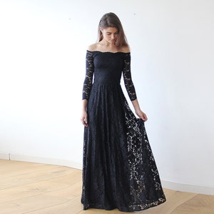 Black Maxi , Off-the-shoulder Maxi Dress, , Floral Lace Dress 1119 image 1