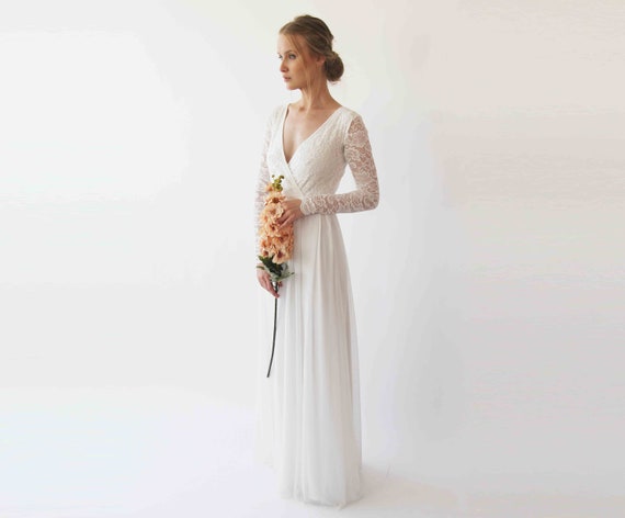 Wrap wedding dress with sleeves Clearance