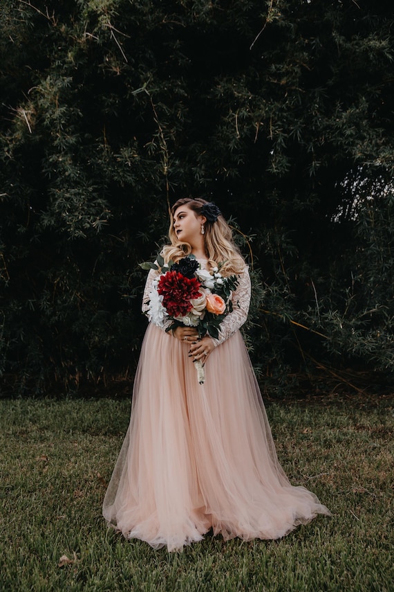 Plus size blush wedding gowns deals