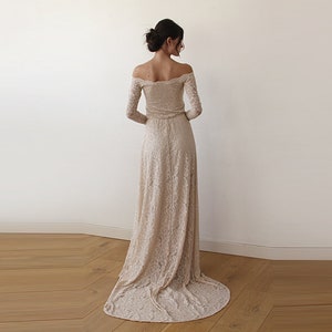 Champagne Off-The-Shoulder Dress Train 1148 image 3