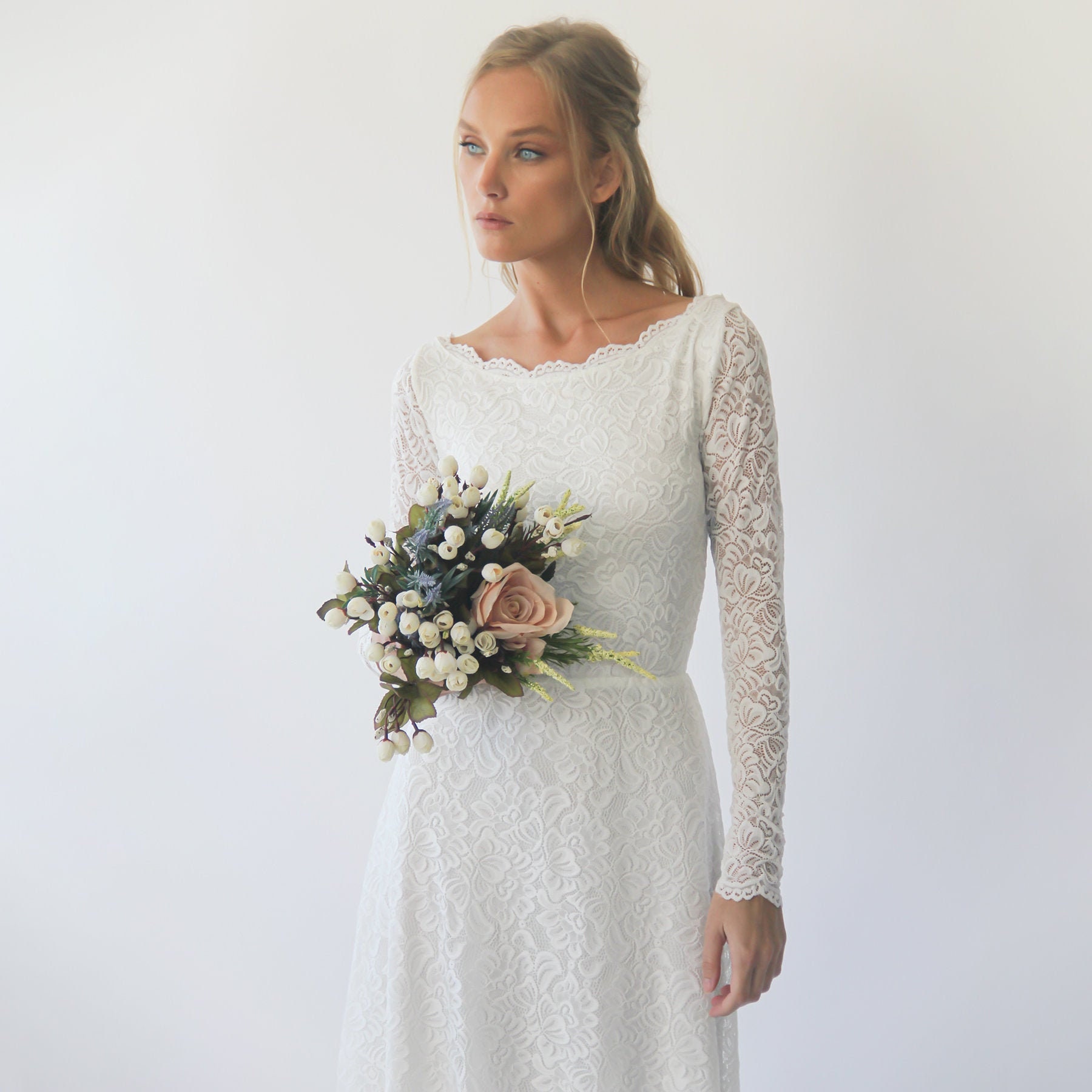 ivory modest dress