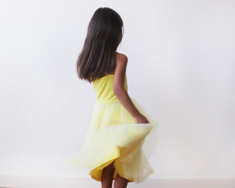 SALE Flower girls tulle yellow dress, Short tulle yellow dress, Girls Easter yellow dress 5001 image 5