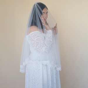 Ivory Tulle Veil, vintage style soft wedding veil, custom length veil 4060 image 2