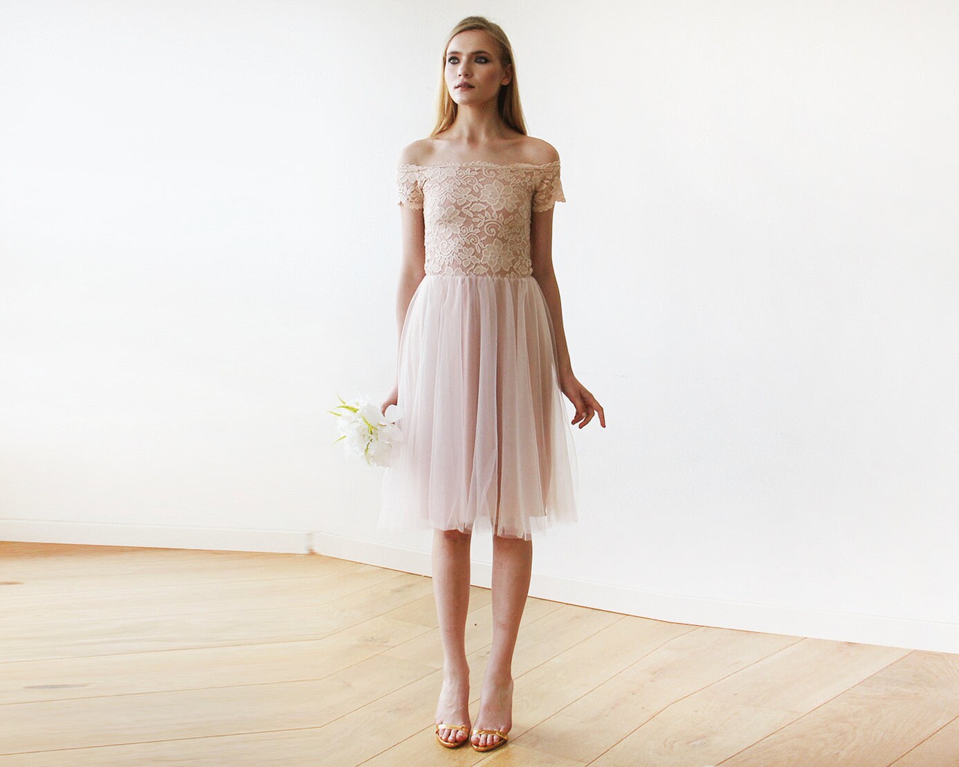 Black Off-the-shoulder Tulle & Lace Midi Dress - Etsy