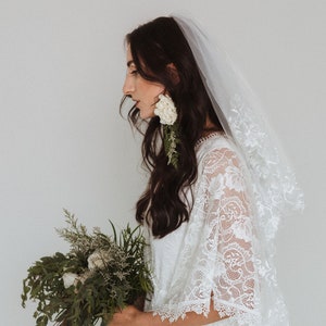 Angel Sleeves, Gipsy layered Bohemian Dress, Maxi lace wedding dress with a slit, Vintage style#1406