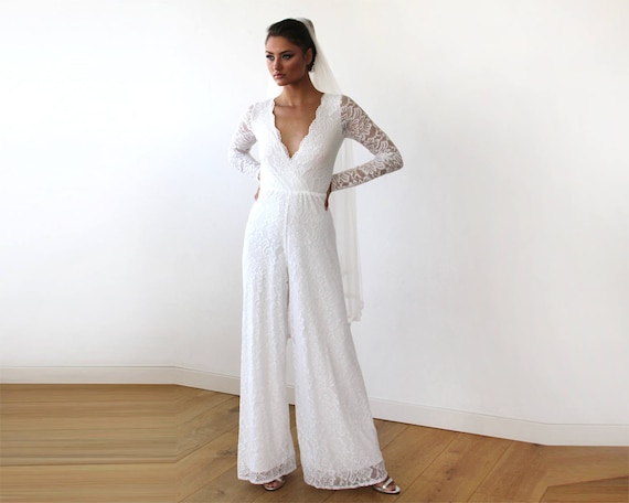 long sleeve wedding jumpsuit