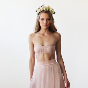 SALE ITEM last in stock , Pink blush stretchy bandeau, Elastic strapless tube top 2038 image 1