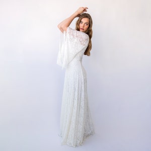 New Collection Angel Sleeves, Sweetheart neckline, Ivory Wedding Dress, Long lace skirt #1426