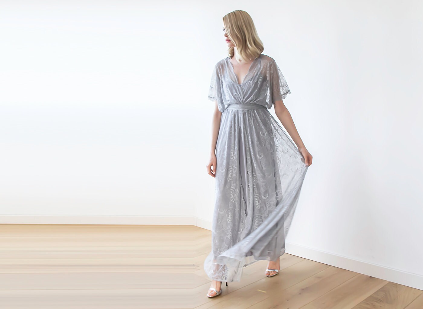 grey lace maxi dress