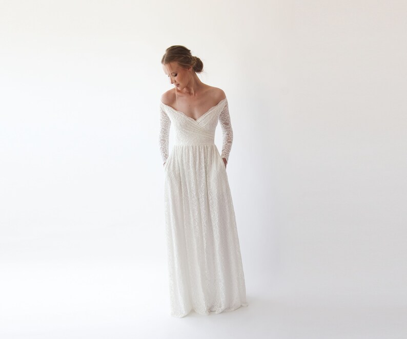 wrap wedding dress with sleeves