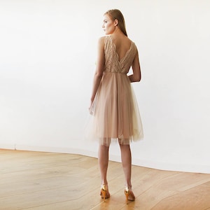 Pink Tulle Bridesmaid Dress: Short Lace Wedding Party Dress