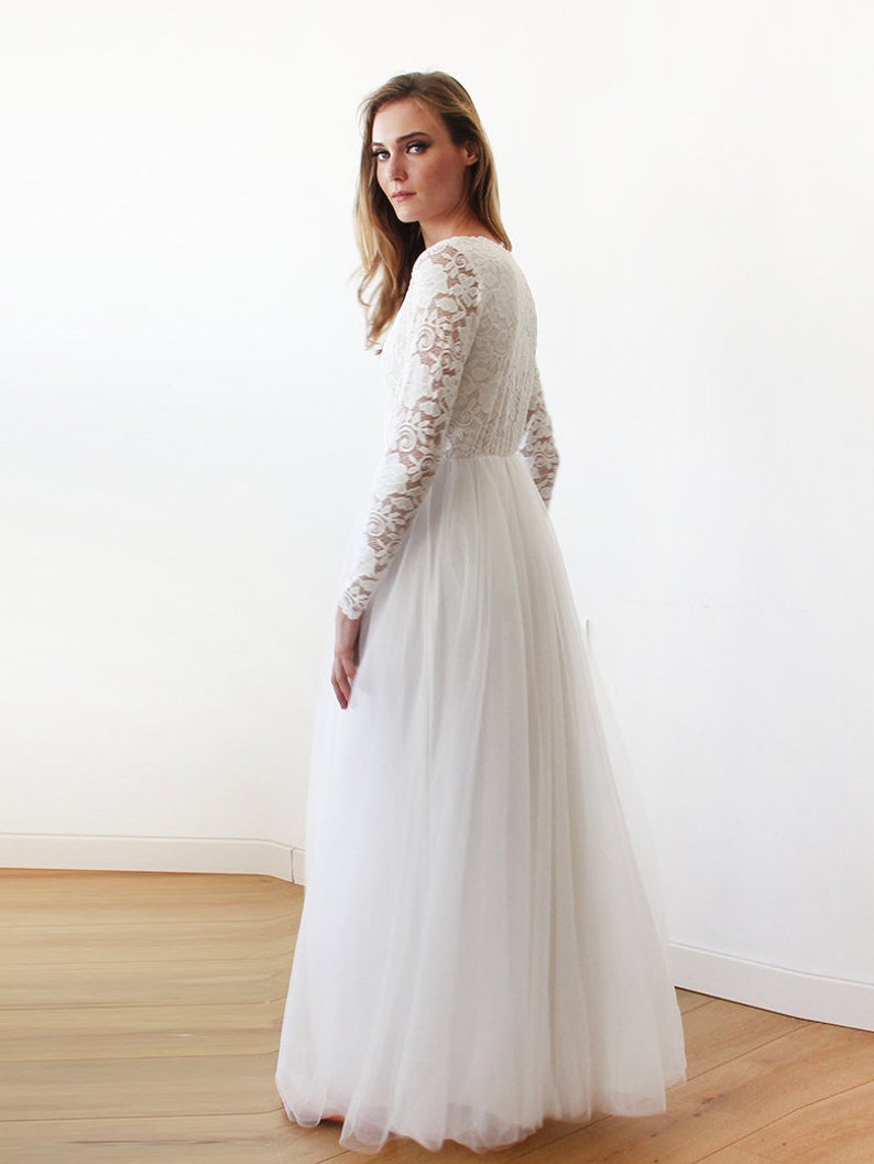 Ivory Tulle & Lace Maxi Dress 1125 image 3