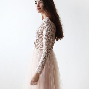 Blush Tulle and Lace dress ,Pastel wedding dress 1125 image 3