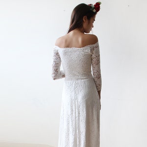 Ivory Off-The-Shoulder Floral Lace Dress 1119 image 2