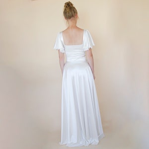 Tweedelige bruiloftsoutfit, zijdeachtige maxi-rok voor bruiloft en zijdeachtige top met schildknaaphalslijn 1354 afbeelding 6
