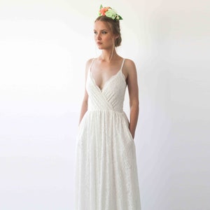 Ivory Wrap Straps lace wedding dress with pockets 1238 image 6
