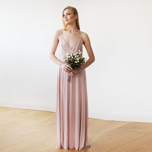 Blush pink maxi wrap dress with slit #1060